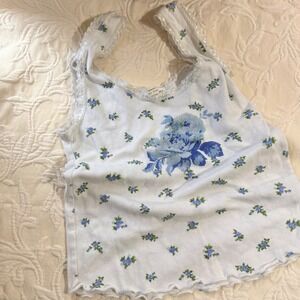 Truly Madly Deeply Urban Outfitters Floral Lace Trim Top Size S Cute Babydoll